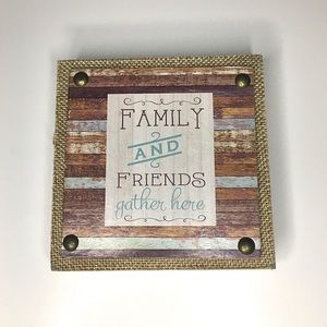 Small word canvas family & friends gathering here